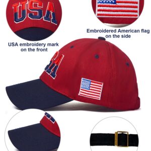 ROLVNHTV 4 Pieces USA Hats for Men American Flag Cap Adjustable Embroidered Patriotic Black Baseball Hat Trucker Hat for Men Women