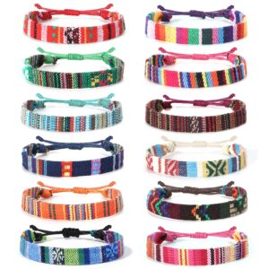 lorfancy 12 pcs boho bracelets for women girls braided bracelets ankle bracelets aesthetic beach surfer woven men friendship bracelet jewelry accessories