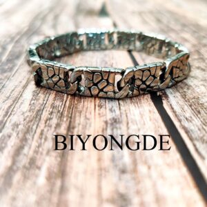 BIYONGDE Stainless Steel Leopard Print Pattern Link Chain Bangle Bracelet, Mens Womens, Punk Rock Timeless Style