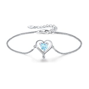 lavumo infinity love heart bracelets for women sterling silver charm birthstone bracelet adjustable anniversary valentine's day birthday jewelry gifts for women girlfriend wife daughter mom her