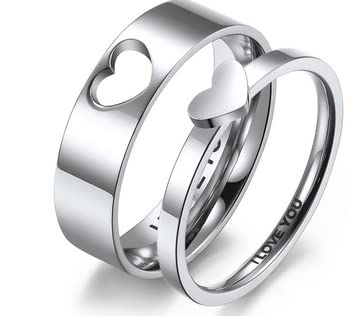 Matching Rings for Couples 2 Piece, Love Heart Band Ring for Wdding Engagement W7M10