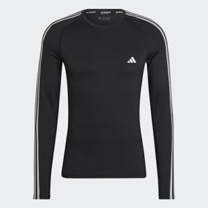 adidas Techfit 3-Stripes Training Long Sleeve Tee Men's, Black, Size 2XL