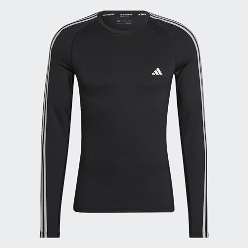 adidas Techfit 3-Stripes Training Long Sleeve Tee Men's, Black, Size 2XL