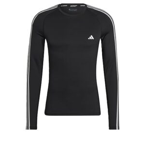 adidas Techfit 3-Stripes Training Long Sleeve Tee Men's, Black, Size 2XL