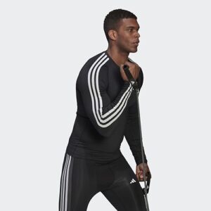 adidas Techfit 3-Stripes Training Long Sleeve Tee Men's, Black, Size 2XL