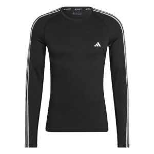 adidas techfit 3-stripes training long sleeve tee men's, black, size 2xl