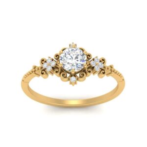 SISGEM 10K 14K 18K Solid Gold Filigree Engagement Rings for Women,1.05 Carat(cttw) Round Cut Moissanite Rings Wedding Engagement Anniversary Promise Bridal Bands with Engraved Name (10K Real Gold)