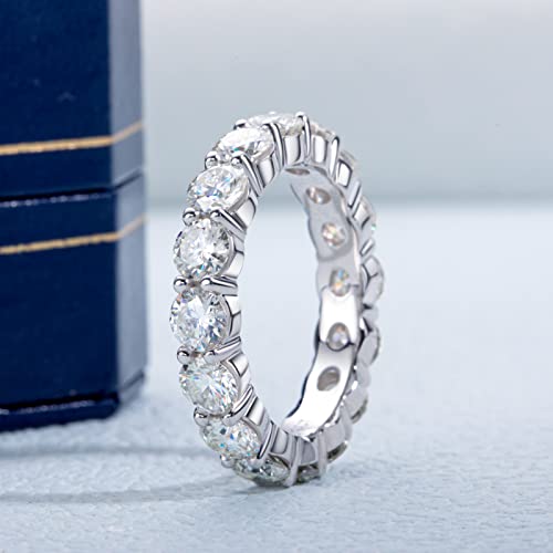 Yeesoth Moissanite Eternity Ring, 5cttw D Color VVS1 Lab Created Diamond 18K White Gold Plated Silver Engagement Wedding Bands for Women (7.5)