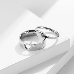 Matching Rings for Couples 2 Piece, Love Heart Band Ring for Wdding Engagement W7M10