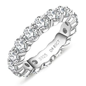 Yeesoth Moissanite Eternity Ring, 5cttw D Color VVS1 Lab Created Diamond 18K White Gold Plated Silver Engagement Wedding Bands for Women (9)