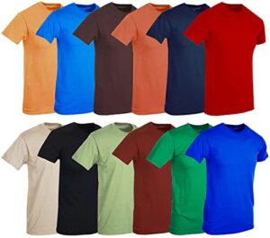 socks'nbulk 12 pack mens cotton crew tshirts, assorted wholesale sleeve tee shirts (mix short sleeve b, 2x-large)