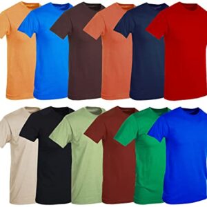 SOCKS'NBULK 12 Pack Mens Cotton Crew Tshirts, Assorted Wholesale Sleeve Tee Shirts (Mix Short Sleeve B, 2X-Large)