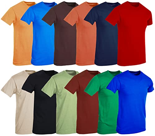 SOCKS'NBULK 12 Pack Mens Cotton Crew Tshirts, Assorted Wholesale Sleeve Tee Shirts (Mix Short Sleeve B, 2X-Large)