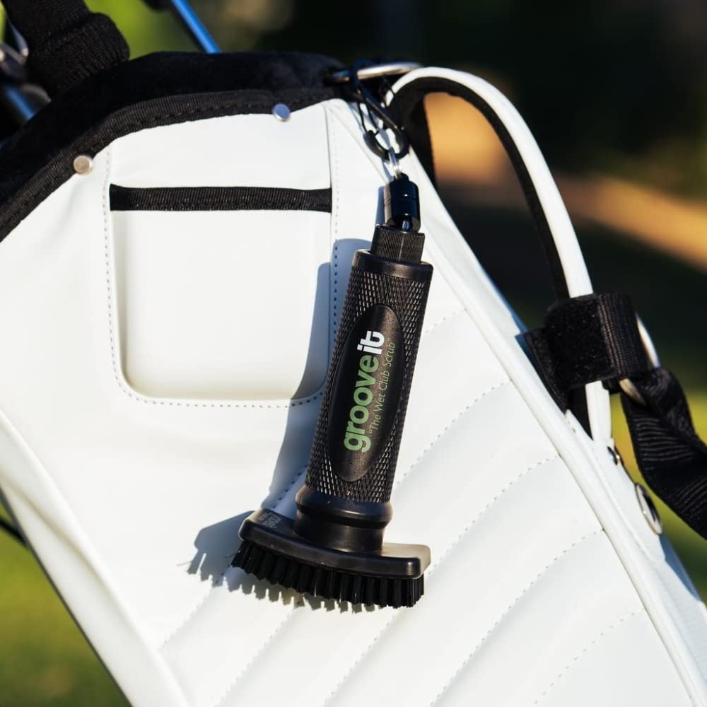 Grooveit "The Wet Club Scrub Golf Water Brush - 3 Year Warranty - Anti-Leak Design - Magnetic Brush with Nylon-Bristle Head - Patented Pump for Easy Cleaning - Wide Cleaning Coverage - Long Lasting