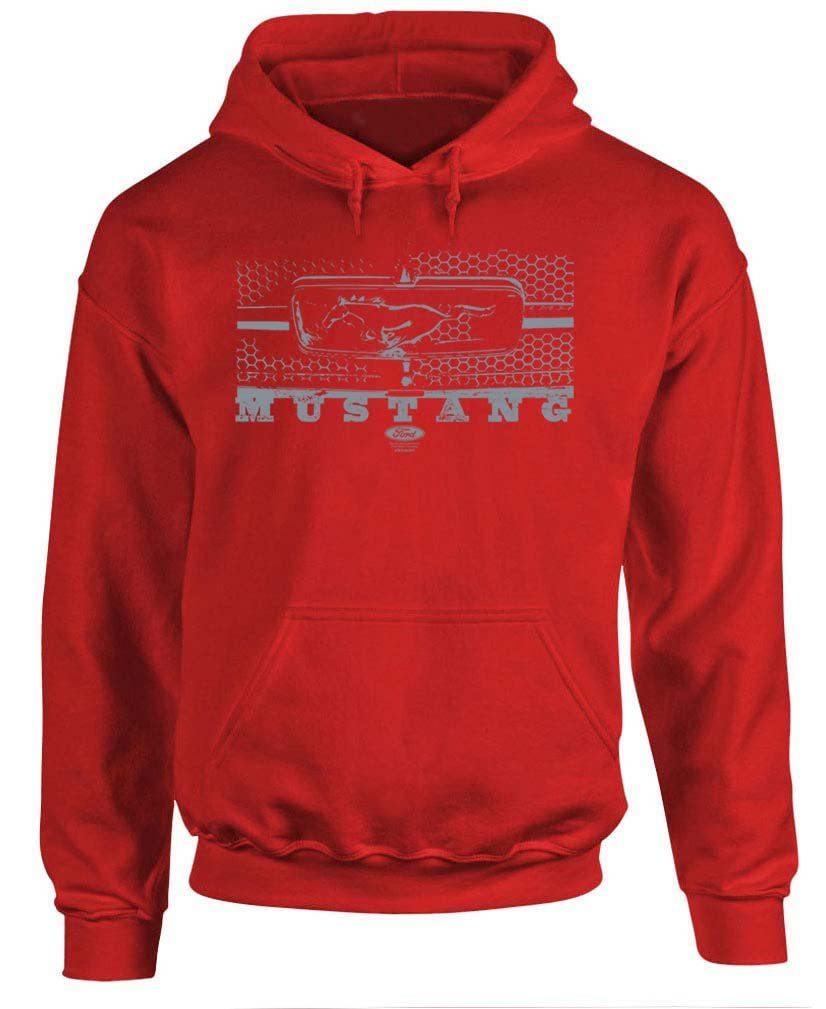 Ford Legend Honeycomb Grille Mustang Pony - Fleece Pullover Hoodie (XL, Red)