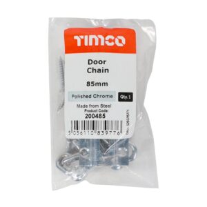 TIMCO Door Chain Security Lock - Allowing Reduced Opening Angle of The Door, for Your Added Security - Polished Chrome - 85mm