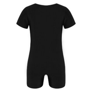 Daenrui Kids Girls Boys Short Sleeve Tumbling Unitard Athletic Gymnastic Biketard Ballet Dance Leotard Black 4 Years