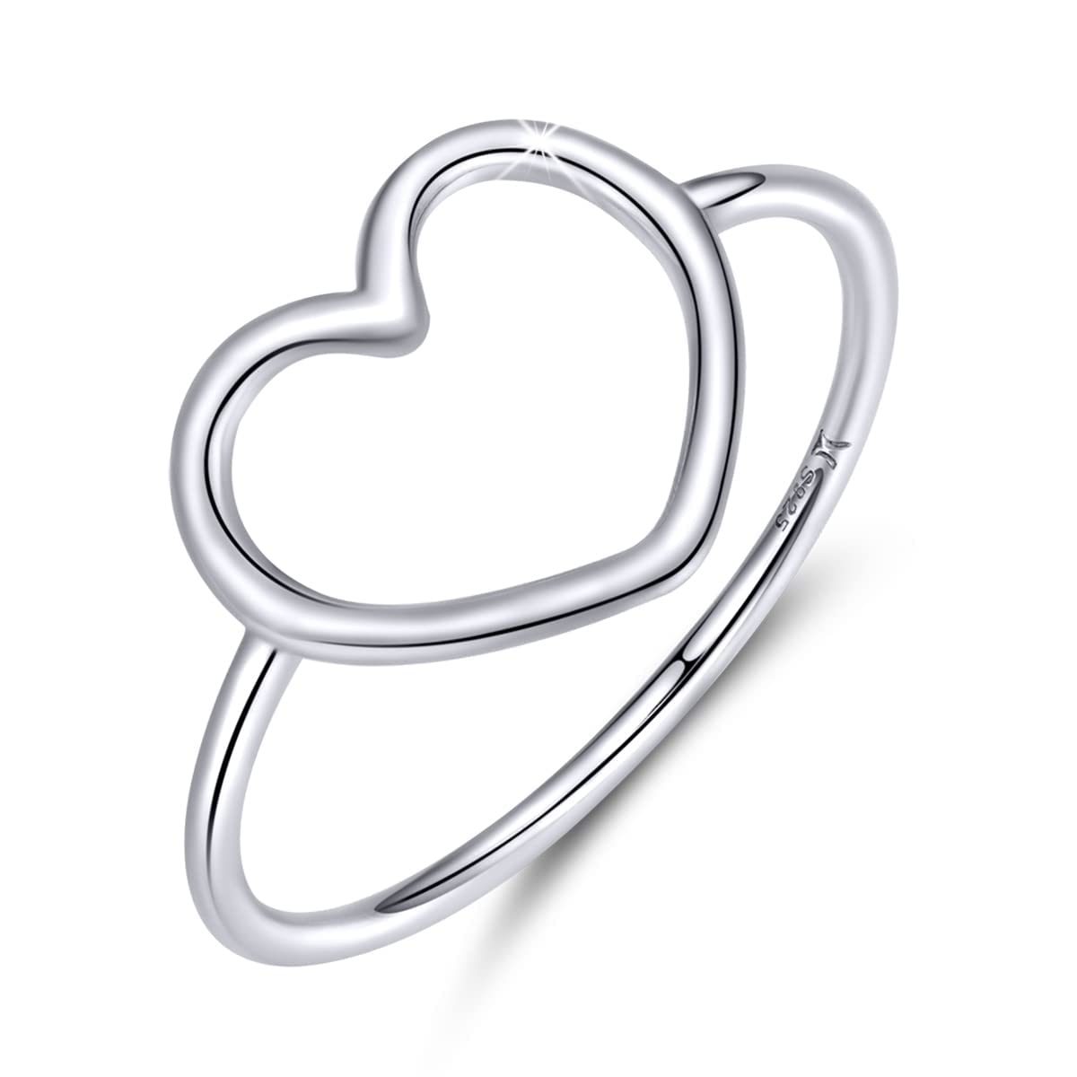 MUNDELL Sterling Silver 925 Simple Minimalist Heart Finger Rings for Women Wedding Engagement Statement Jewelry