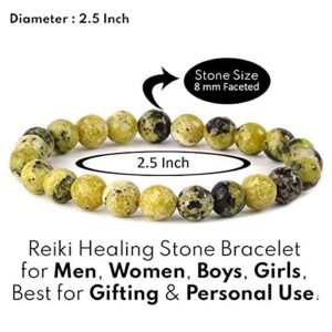 Aleafa Armlet Presents Natural Serpentine Bracelet Crystal Stone 8 Mm Diamond Cut Bead Bracelet for Reiki and Crystal Stones (Color : Green) #Aport-4513