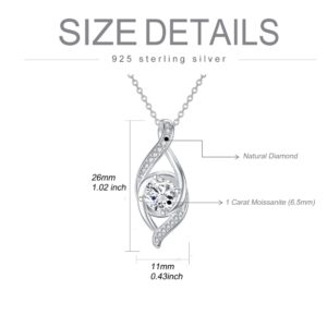 SISGEM Diamond Infinity Necklace Sterling Silver for Women,1 carat Moissanite Infinity Pendant Necklace S925 Natural Diamond Jewelry Gifts for Birthday Anniversary Christmas 18+2 inch