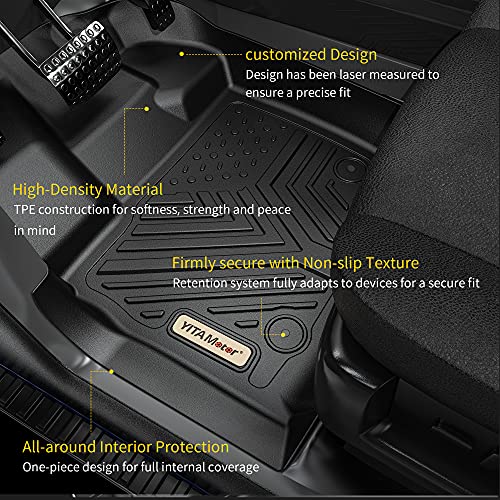 YITAMOTOR Floor Mats Compatible with 2017-2020 Ford Fusion/Lincoln MKZ, Custom Fit Black TPE Floor Liners 1st & 2nd Row All-Weather Protection