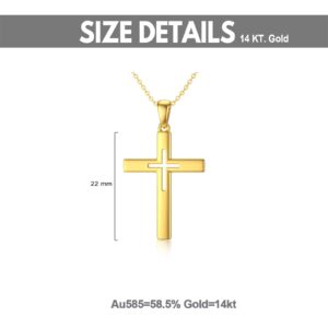 SISGEM 14K Solid Gold Cross Necklace for Women,Yellow Gold Faith Cross Pendant Necklaces Religious Jewelry Anniversary Birthday Gifts for Wife Mom 16''-18''