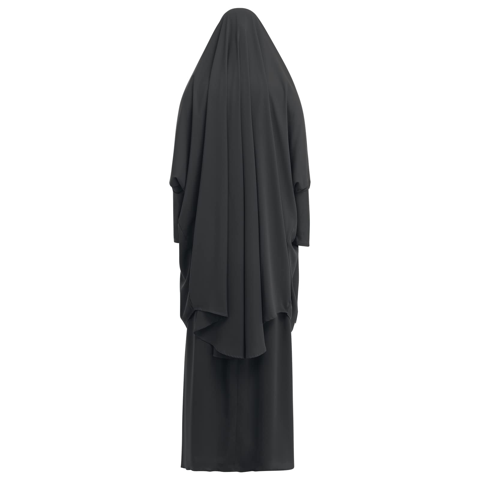 Burkas for Women Muslim Hijab Dress Abayas for Women Muslim Saudi Full Cover Two-piece Prayer Dress Hijab Scarf Full Length Islamic Abaya Set Jilbab for Muslim Women Black One Size