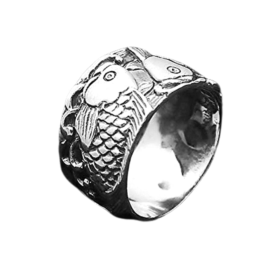 Pure Silver Japanese Koi fish ring Wedding Bands, 925 Sterling Silver Ring, Koi Tattoo Fish Carp Ring by SterlingMalee (9)