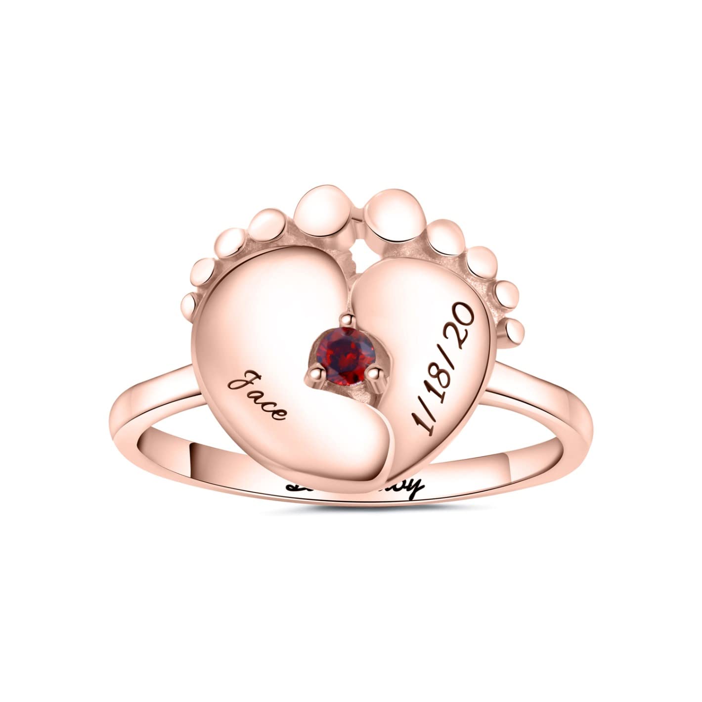 Custom Name Sterling Silver Mother Daughter Rings Mothers Day Ring With Birthstones Mom Personalized Mother's Stone 1 Birthstone for Women Cute Miscarriage Gifts Engraved