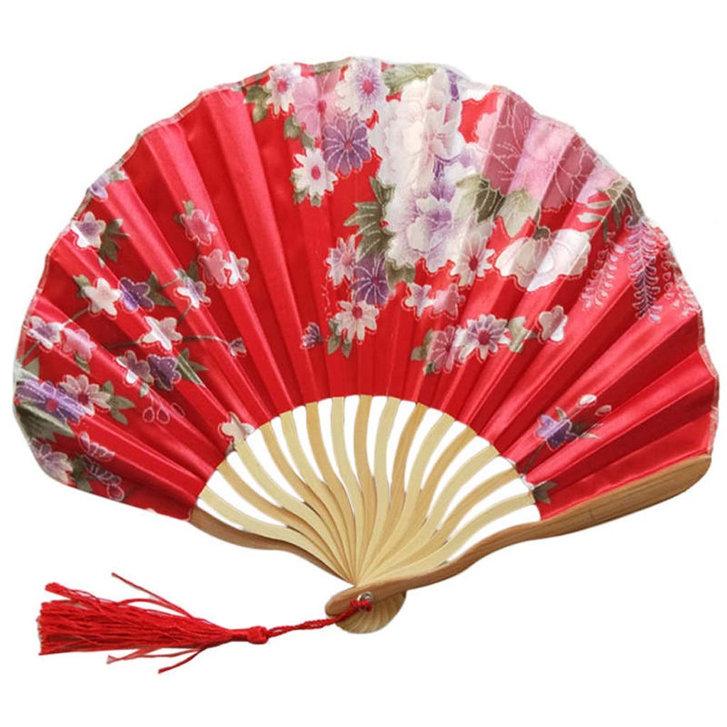 FKJLUN Handmade Folding Fan Pattern Chinese Style Hand Held Fans Silk Bamboo Folding Fans Handheld Wedding Hand Fan Handheld Fan (Color : I)