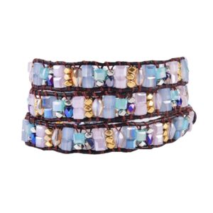 YGLINE Handmade 3 Wrap Bracelet Crystal Leather Boho Bracelets Jewelry