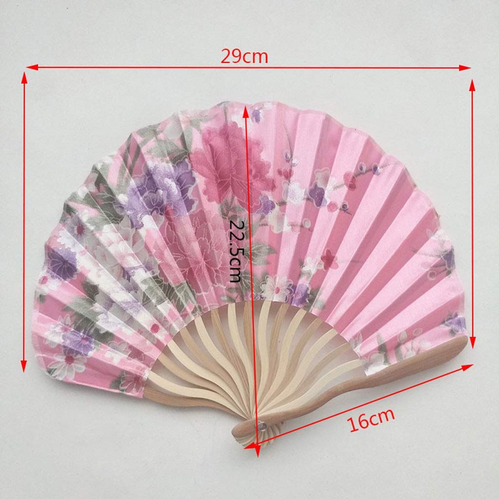 FKJLUN Handmade Folding Fan Pattern Chinese Style Hand Held Fans Silk Bamboo Folding Fans Handheld Wedding Hand Fan Handheld Fan (Color : I)