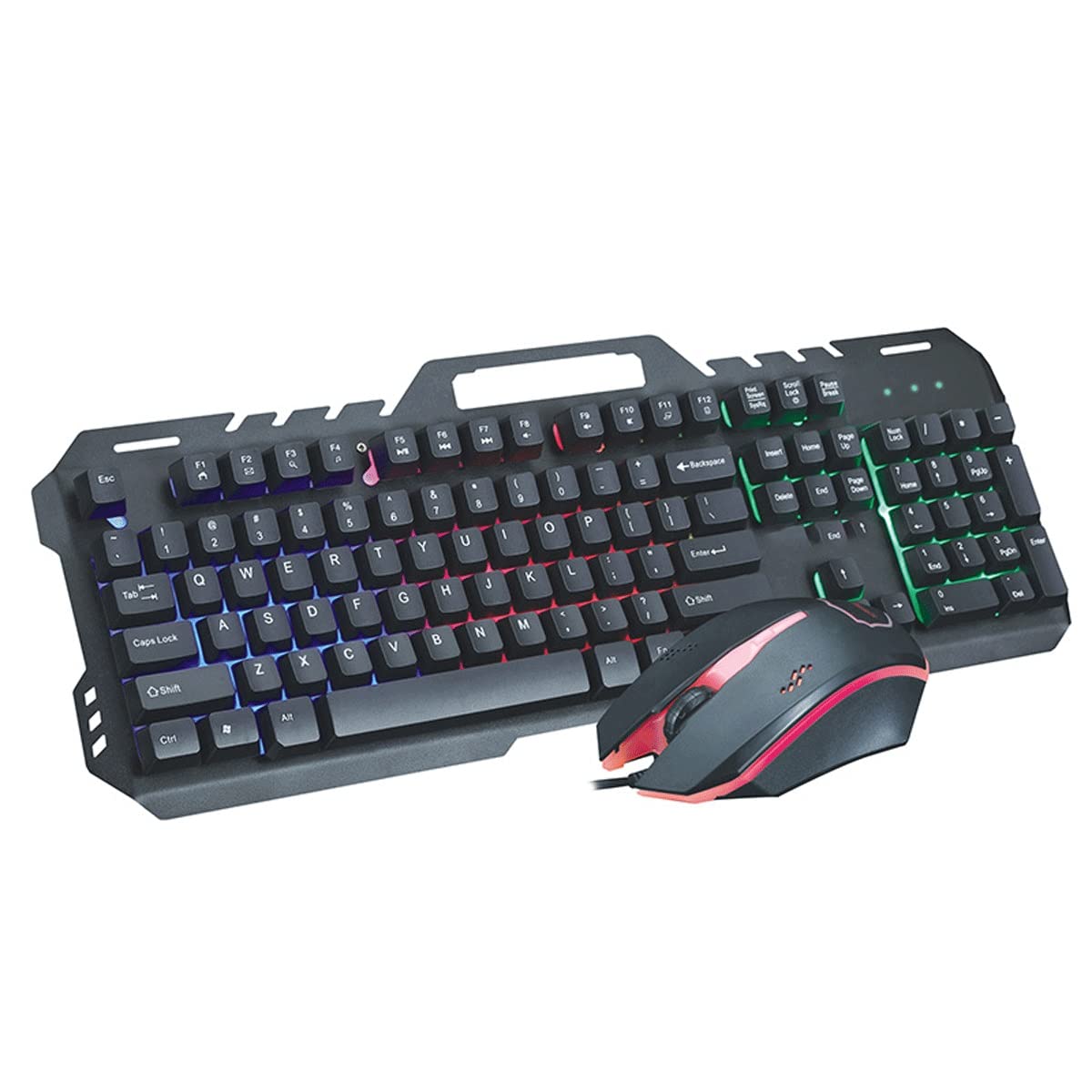 Feilx Mechanical Keyboard and Mouse Combo RGB Gaming 104 Keys Blue Switches Wired Wired Luminous Metal USB Waterproof Gaming Office Use (Color : A)