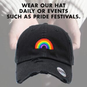 KBSV-PRIDE3 BLK Vintage Pride Rainbow Heart Distressed Daddy Dad Baseball Cap Dad Hat Adjustable (One Size, Black Pride Rainbow Vintage)