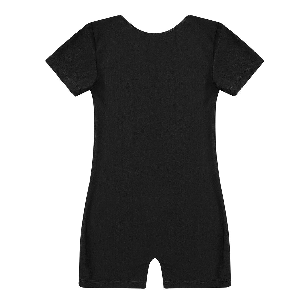 Daenrui Kids Girls Boys Short Sleeve Tumbling Unitard Athletic Gymnastic Biketard Ballet Dance Leotard Black 4 Years