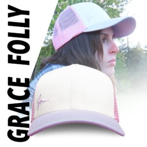 Grace Folly Beach Trucker Hats for Women- Snapback Baseball Cap for Summer (Classic Pink & Lilac)