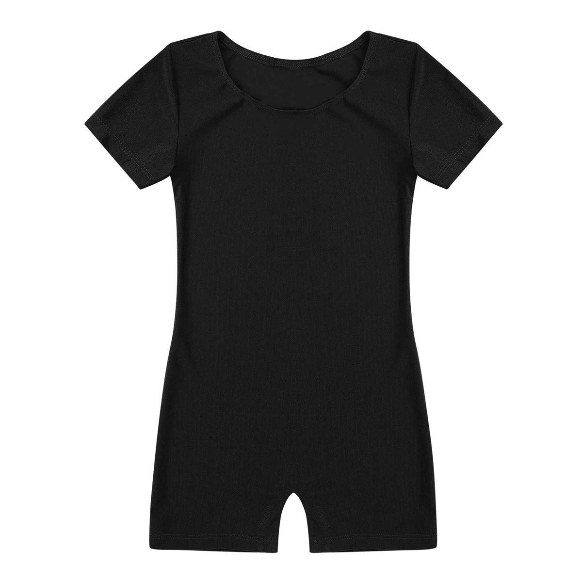 Daenrui Kids Girls Boys Short Sleeve Tumbling Unitard Athletic Gymnastic Biketard Ballet Dance Leotard Black 4 Years