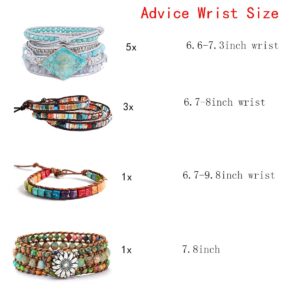 YGLINE Handmade 3 Wrap Bracelet Crystal Leather Boho Bracelets Jewelry