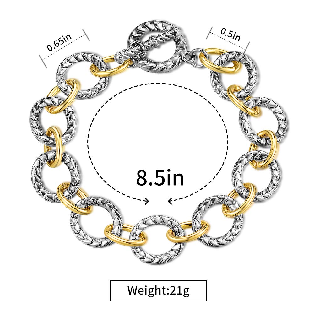 Aprilery Wire Cable Bracelet for Women Circle Bangle Rolo Chain Link Bracelets Designer Inspire Silver and Gold Bracelets Gifts for Her