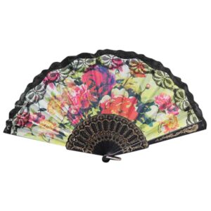 fkjlun handmade folding fan chinese style lace hand held folding fan portable cooling fan flowering fan dance party wedding decor handheld fan (color : c)