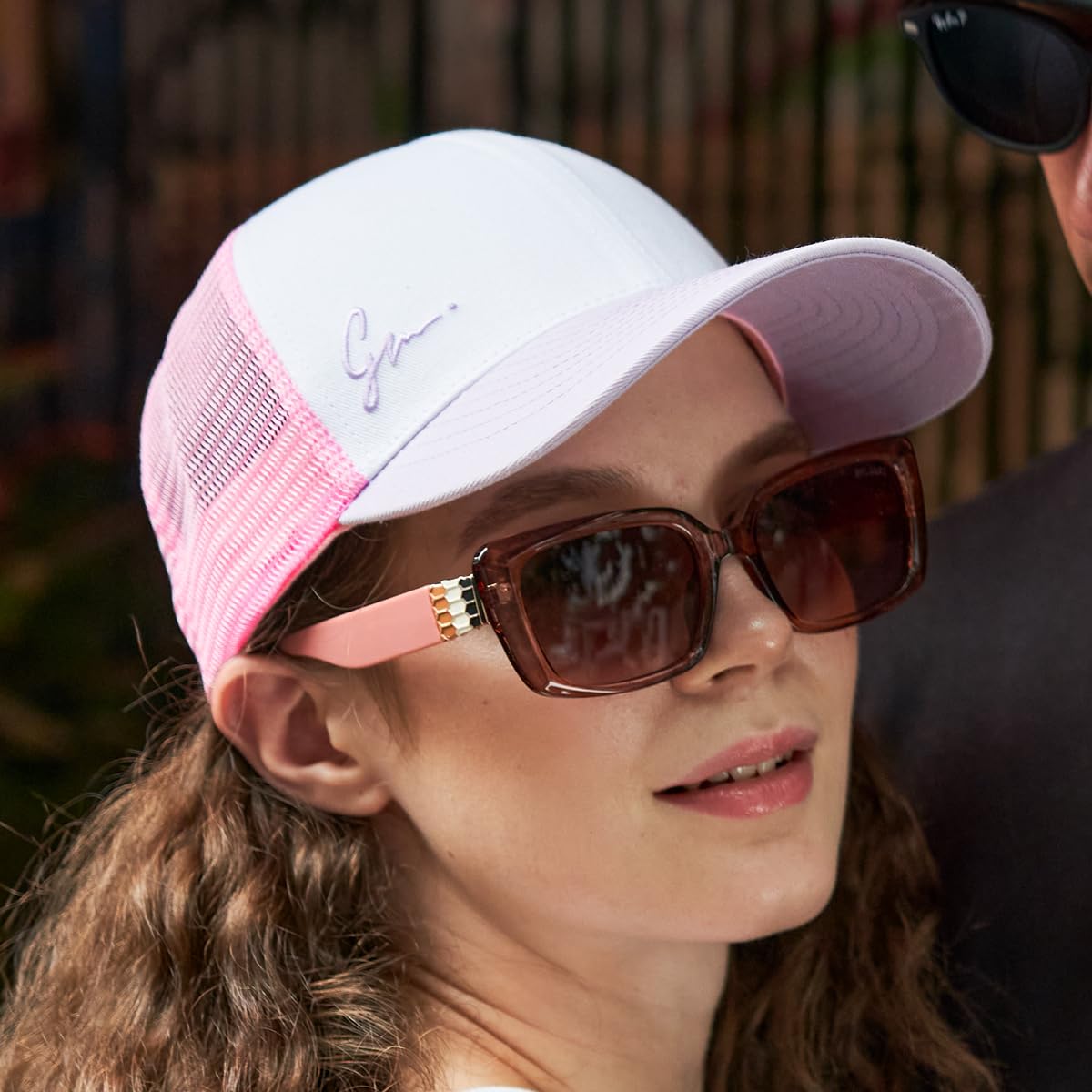 Grace Folly Beach Trucker Hats for Women- Snapback Baseball Cap for Summer (Classic Pink & Lilac)