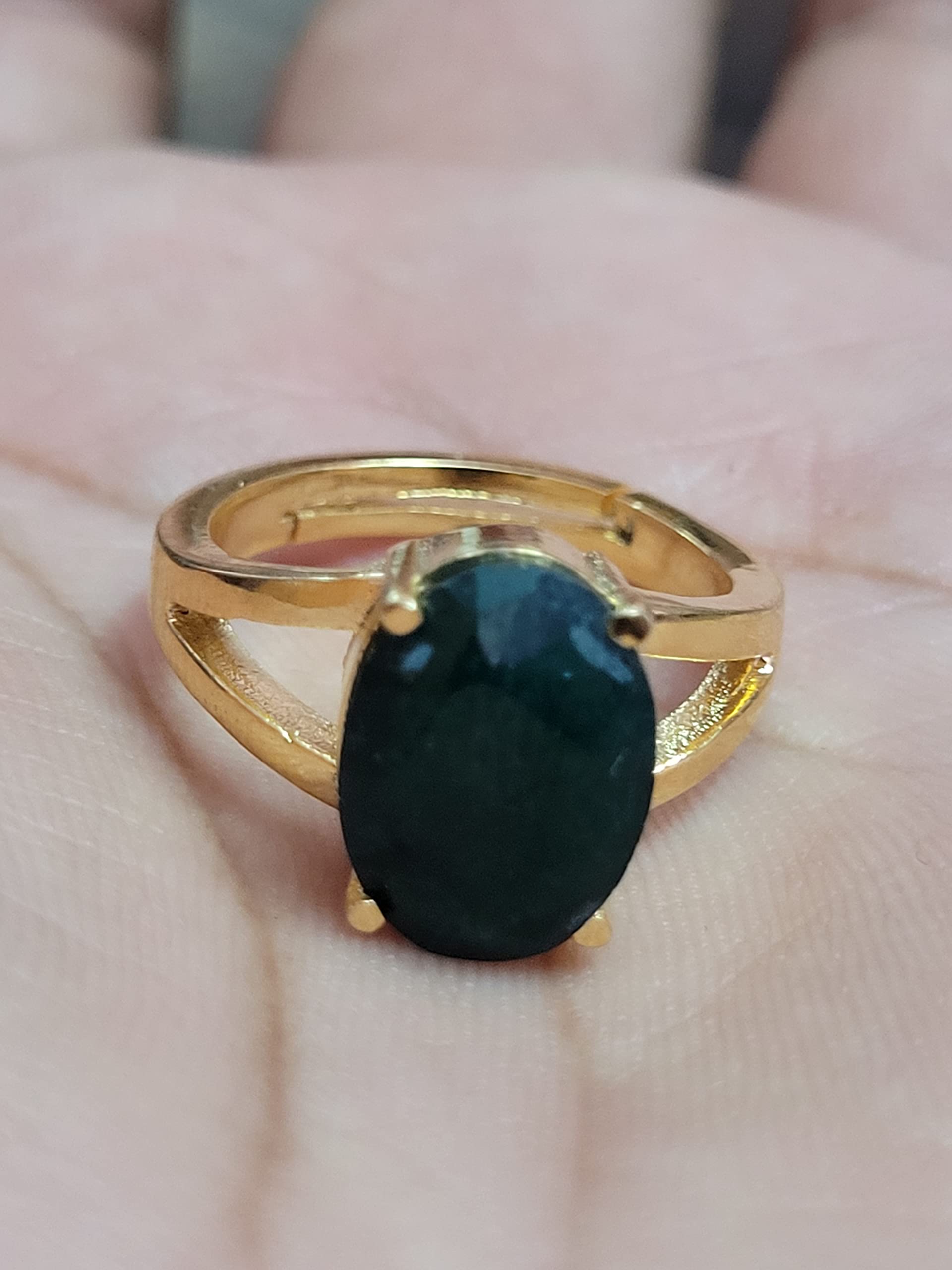 Emerald Adjustable Ring For Men And Women 7.25 CARAT Ring Gemstone Ring 14K Gold Plated Adjustable Ring Emerald Ring For Men And Women By ANTIQUESILVERJEWELRY, Green,Emerald