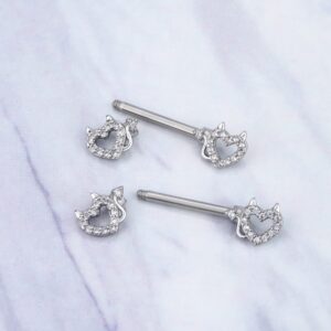 Melighting Devil Nipple Rings 14G Surgical Steel 316L Heart Shape Nipple Barbell CZ Nipple Piercing Jewelry for Women Men Body Piercing Jewelry