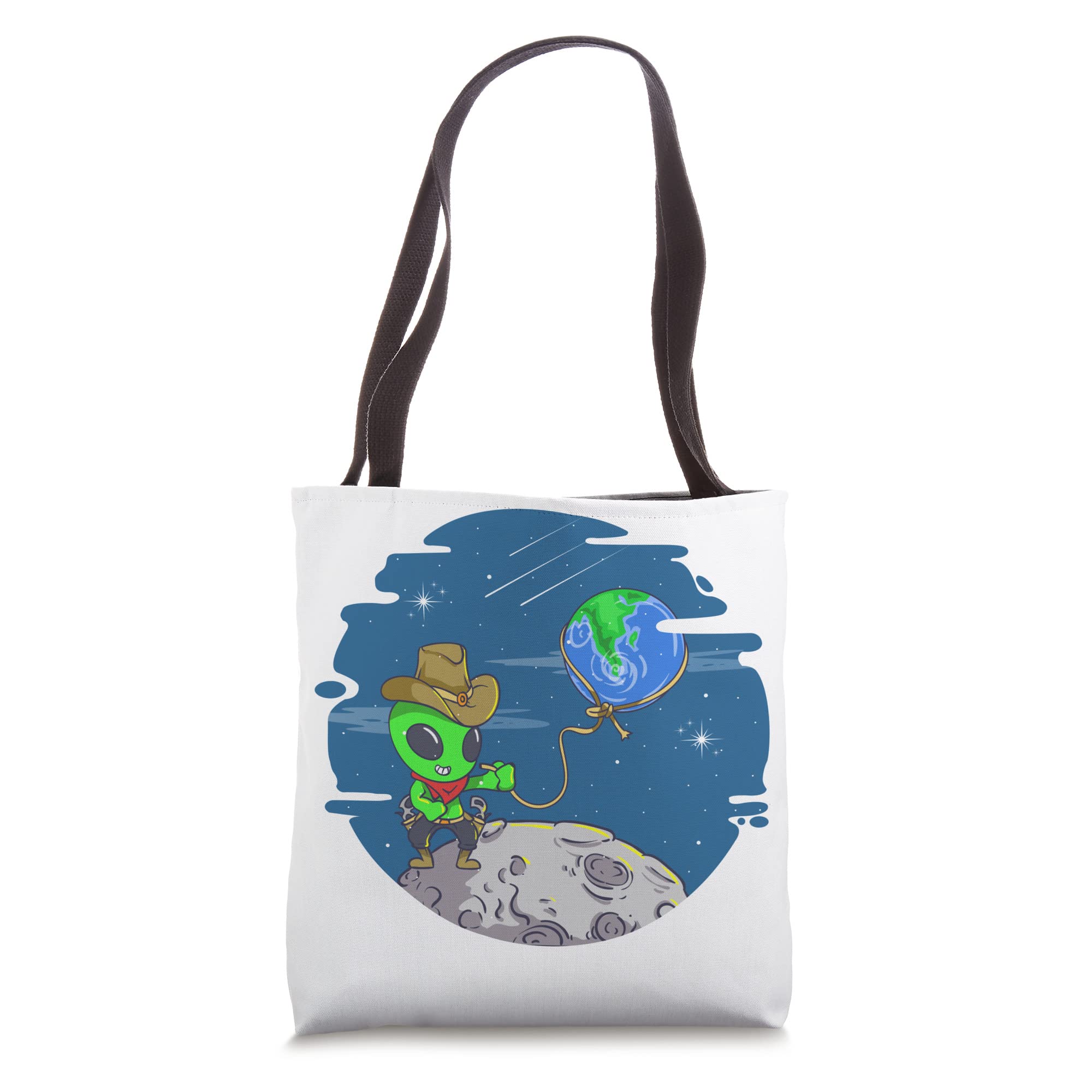 Funny Alien Cowboy Lasso Rope Earth Outerspace Galaxy Boys Tote Bag