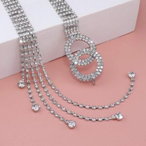 Glamorstar Crystal Belts for Women Rhinestone Waistband Belt for Dress Sparkle O-Ring Chain Gift Crystal Silver X-Large 150CM/59IN