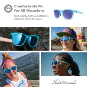 Knockaround Premiums Sport - Polarized Running Sunglasses for Women & Men - Impact Resistant Lenses & Full UV400 Protection, Icy Blue/Moonshine