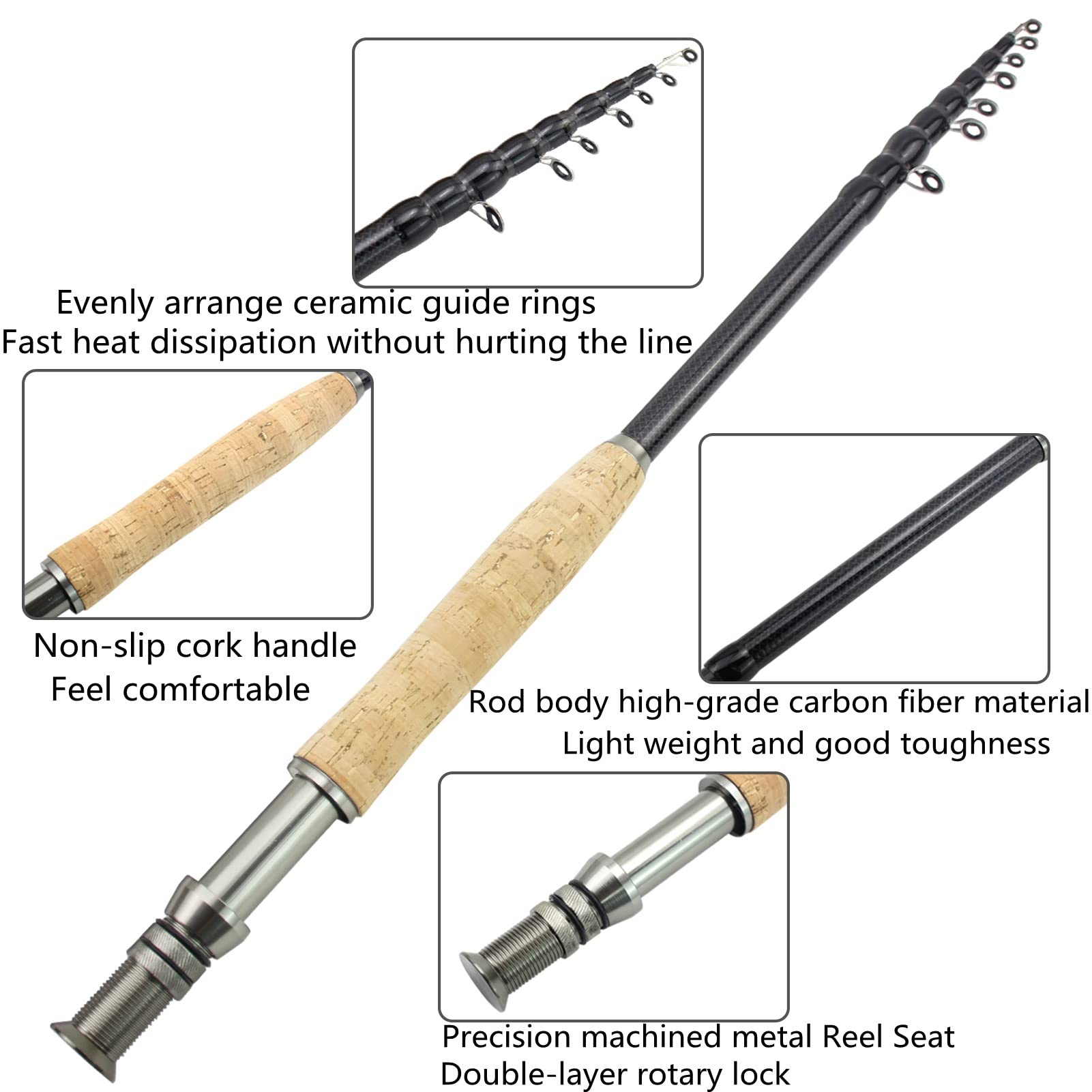 KANGL European and American Popular Portable Shrinkage Fly Carbon Carbon Wooden Handle Fishing Rod Road subrupted Dog Fish (Size : 3.0)