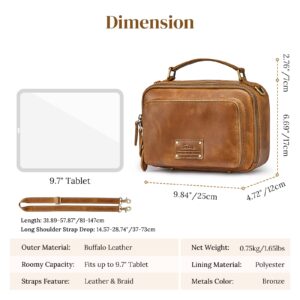 S-ZONE Genuine Leather Crossbody Purses for Women Vintage Top Handle Handbags Shoulder Bag