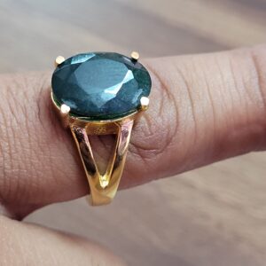 Emerald Adjustable Ring For Men And Women 7.25 CARAT Ring Gemstone Ring 14K Gold Plated Adjustable Ring Emerald Ring For Men And Women By ANTIQUESILVERJEWELRY, Green,Emerald