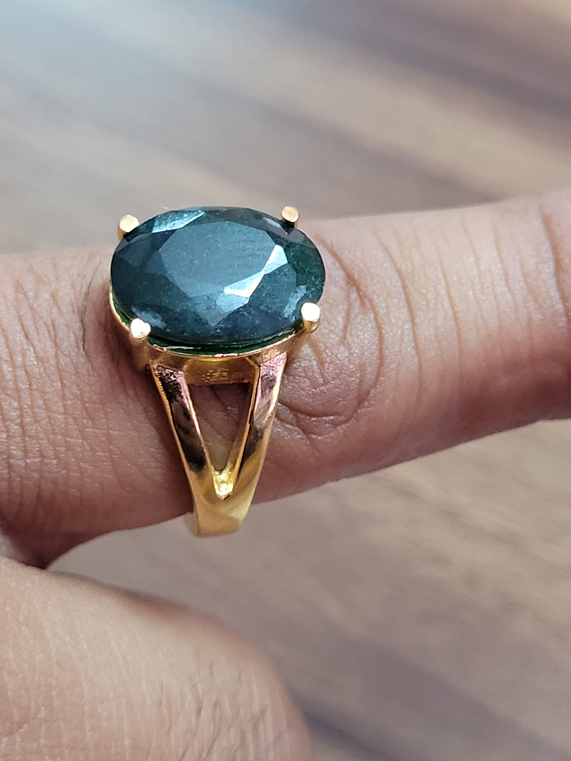 Emerald Adjustable Ring For Men And Women 7.25 CARAT Ring Gemstone Ring 14K Gold Plated Adjustable Ring Emerald Ring For Men And Women By ANTIQUESILVERJEWELRY, Green,Emerald